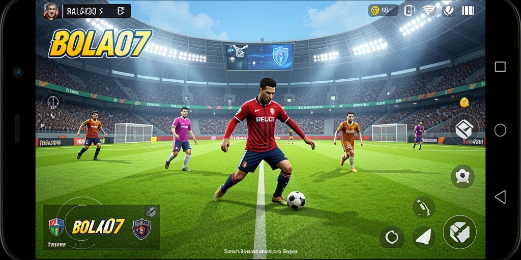 Tampilan gameplay realistis BOLA07 dengan efek suara yang mendebarkan.