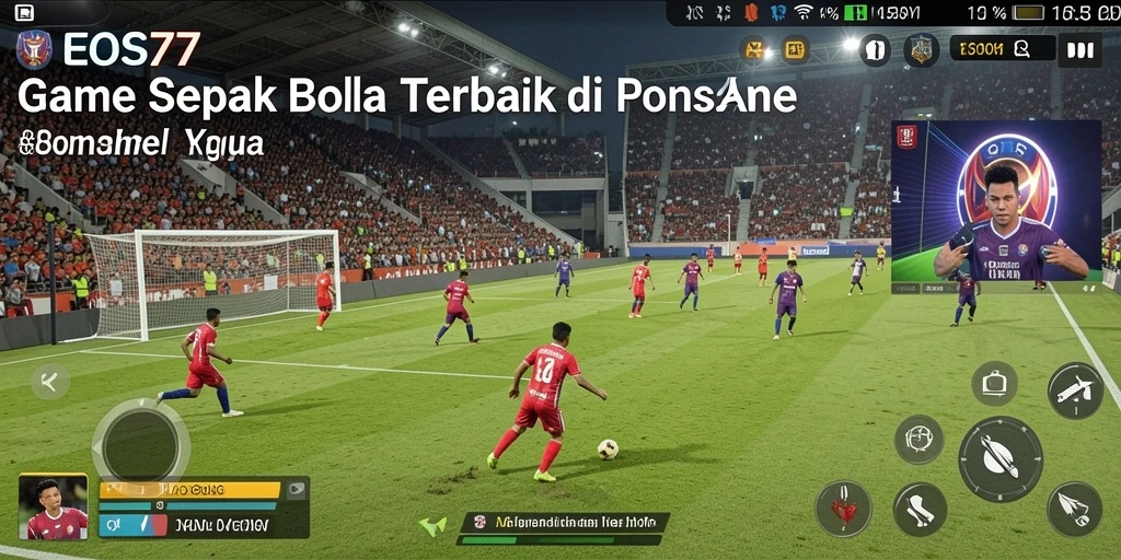Tampilan gameplay menarik dari EOS77 saat pertandingan sepak bola.