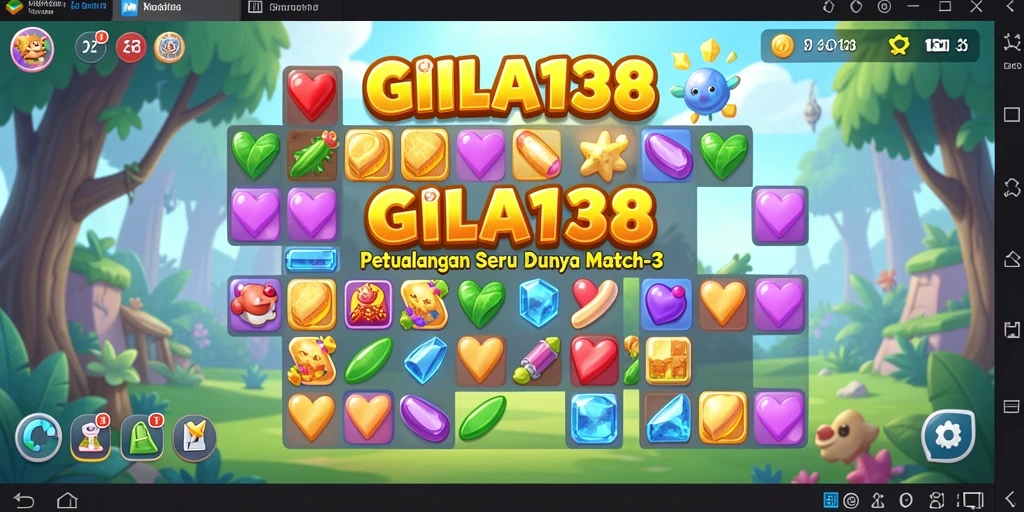 Screenshot menunjukkan gameplay Match-3 yang mengasyikkan dan penuh warna.