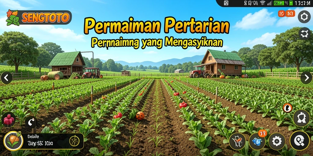 Screenshot gameplay SENGTOTO menampilkan kegiatan bertani yang seru.
