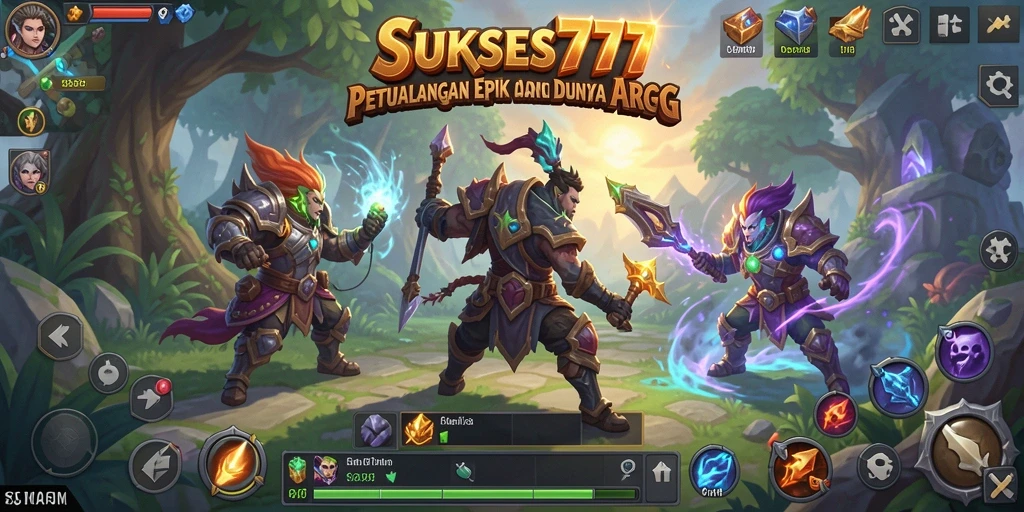 Tangkapan layar gameplay SUKSES777 menampilkan karakter bertarung melawan monster epik.