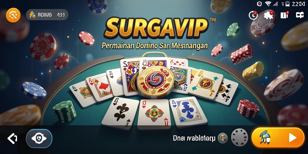 Screenshot SURGAVIP yang menunjukkan gameplay seru dari permainan Domino.