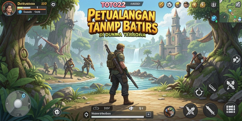 Screenshot menunjukkan karakter utama menjelajahi dunia luas TOTO22.