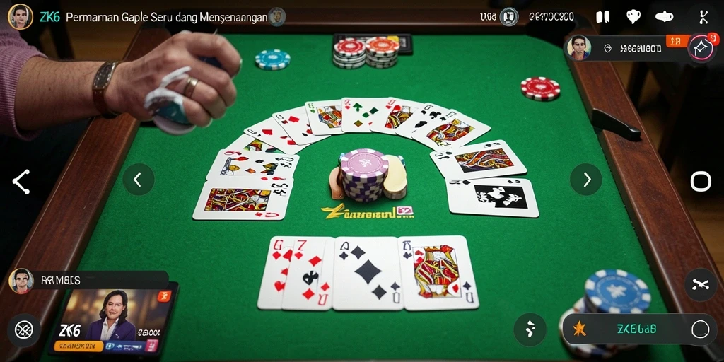 Screenshot ZK6 menampilkan gameplay Gaple yang seru dan interaktif.